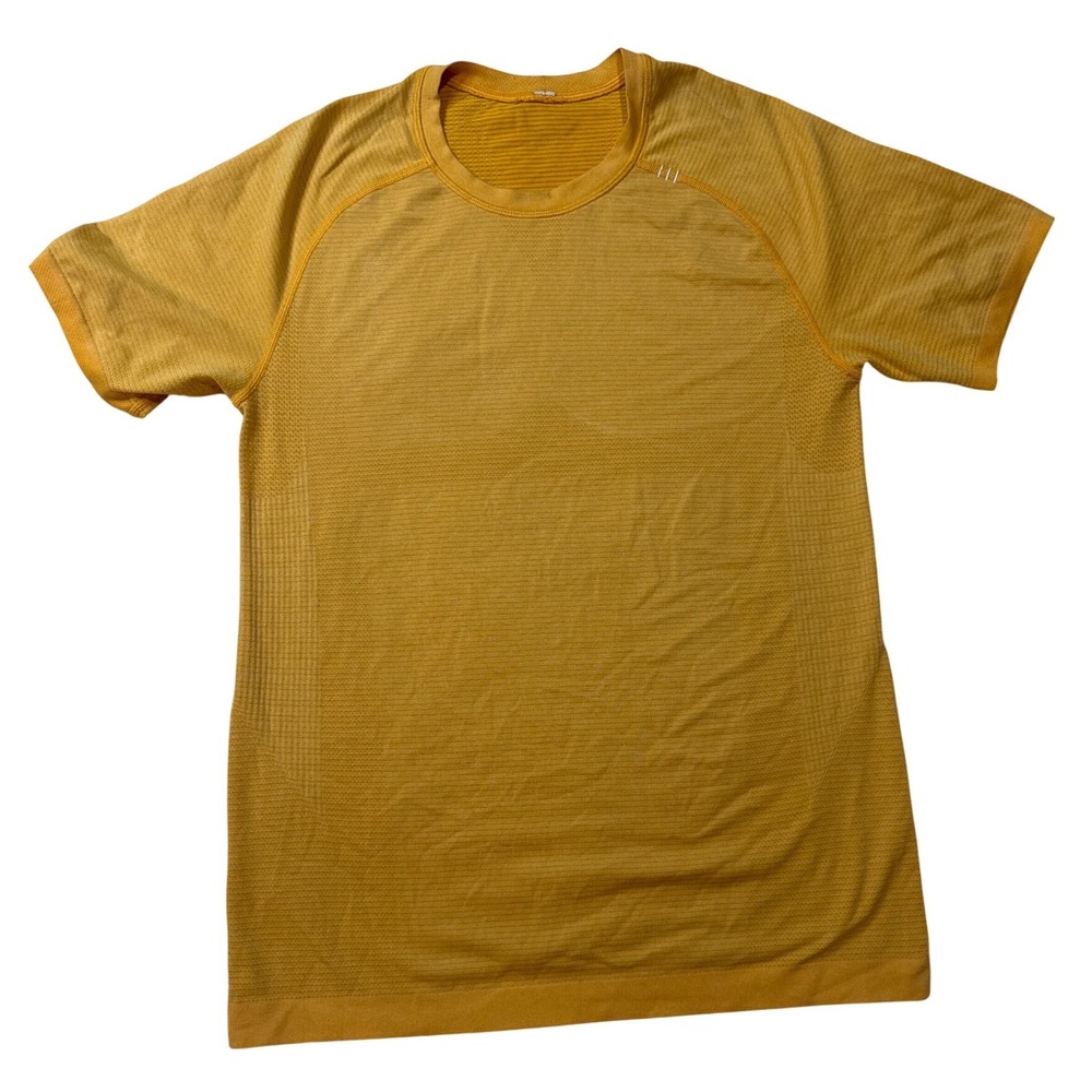 Lululemon Metal Vent Tech Shirt Mens Small Yellow Seamless Activewear- see photo